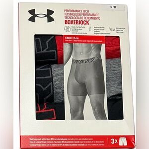 Under Armour 3 Men's Performance Tech Boxerjocks Medium (31-34) Red/Gray/Black